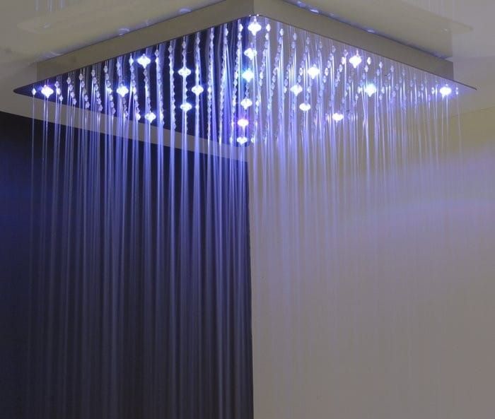 SLIM deszczownia z oświetleniem RGB LED, kwadrat 500x500mm, nierdzewna