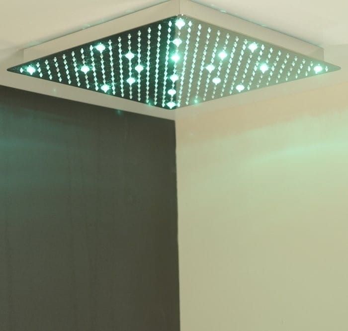SLIM deszczownia z oświetleniem RGB LED, kwadrat 500x500mm, nierdzewna