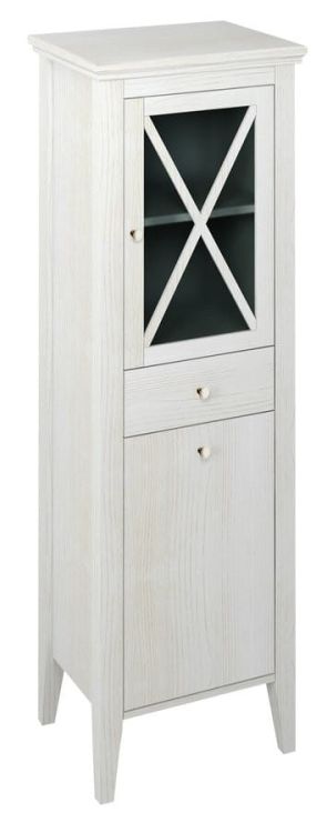 CROSS szafka wysoka z koszem na pranie 49x170x39cm, prawa, starobiała