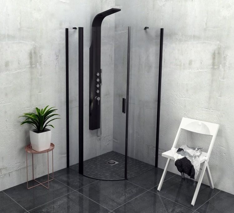 ZOOM LINE BLACK kabina prysznicowa półokrągła 900x900mm, szkło czyste, lewa