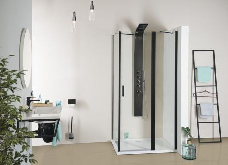 Przejdź do produktu ZOOM BLACK drzwi prysznicowe 1400mm, szkło czyste
