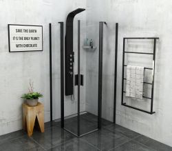 ZOOM LINE BLACK kabina prysznicowa narożna 900x900mm, szkło czyste