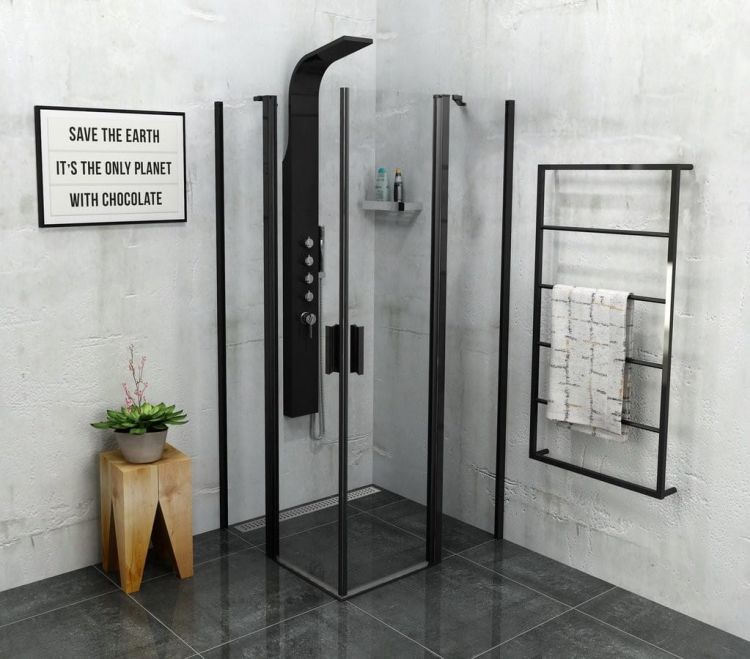 ZOOM LINE BLACK kabina prysznicowa narożna 900x900mm, szkło czyste