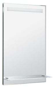 lustro z podświetleniem LED 50x80cm, szklana półka, przełącznik przyciskowy