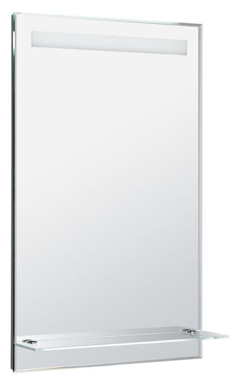 lustro z podświetleniem LED 50x80cm, szklana półka, przełącznik przyciskowy