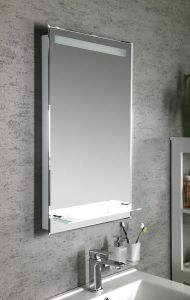 lustro z podświetleniem LED 50x80cm, szklana półka, przełącznik przyciskowy