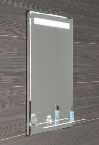 lustro z podświetleniem LED 50x80cm, szklana półka, przełącznik przyciskowy