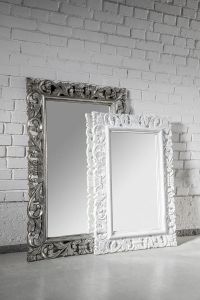 SCULE Lustro w ramie, 80x120cm, srebro Antique