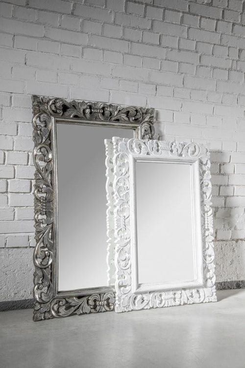 SCULE Lustro w ramie, 80x120cm, srebro Antique