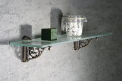 Półka 600x140x8mm na uchwyty LL009 a LL025, szkło mleczne