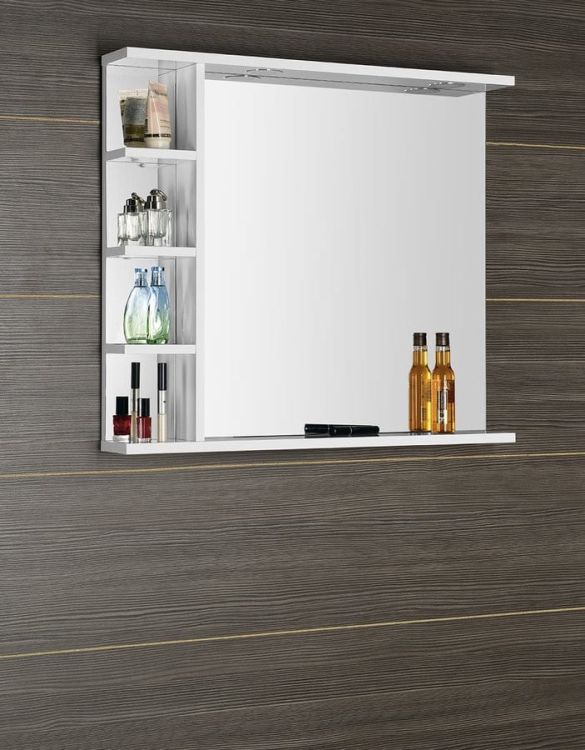 KORIN lustro z LED oświetleniem i półkami 80x70x12cm