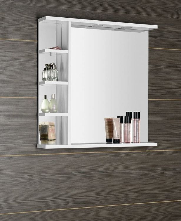 KORIN lustro z LED oświetleniem i półkami 70x70x12cm