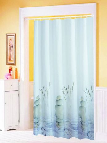 Przejdź do produktu Zasłonka 180x200cm, polyester, kamienie w wodzie