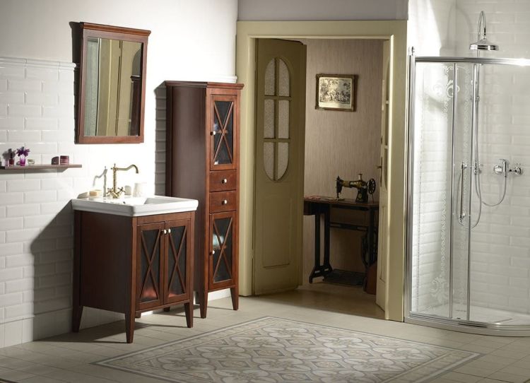 Zestaw CROSS 75, szafka umywalkowa, mahoń