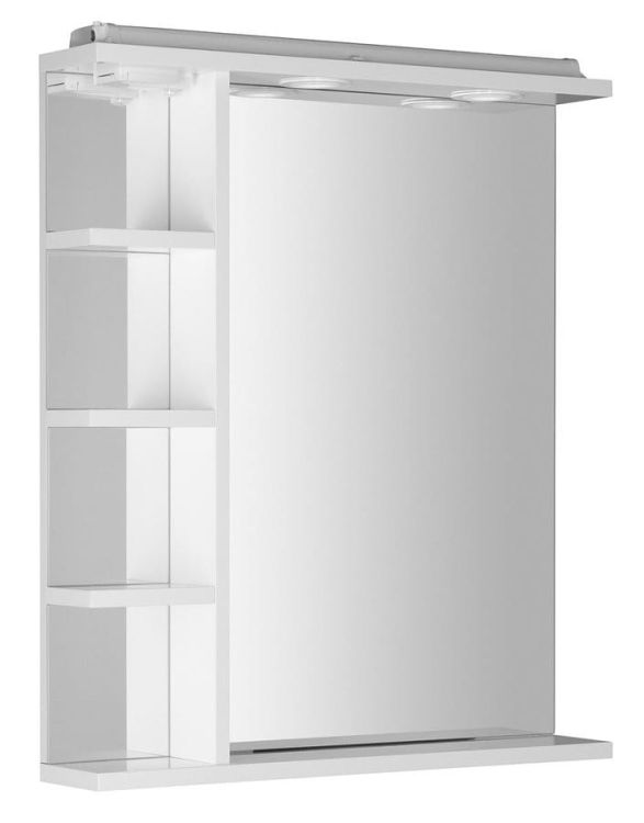 KORIN lustro z LED oświetleniem, gniazdkiem i półkami 60x70x12cm