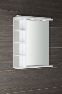 KORIN lustro z LED oświetleniem, gniazdkiem i półkami 60x70x12cm