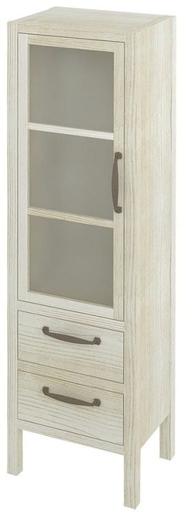 WESTERN szafka 2 szuflady, szklane drzwiczki 40x140x30cm, lewa, starobiała