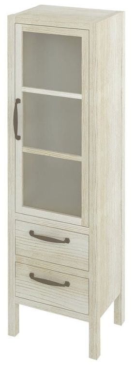 WESTERN szafka 2 szuflady, szklane drzwiczki 40x140x30cm, prawa, starobiała