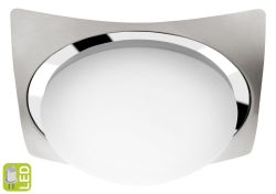 METUJE lampa sufitowa LED 12W, 230V, 26x26cm, chrom/szlifowana stal nierdzewna