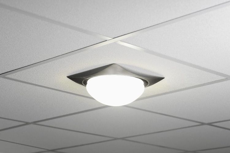 METUJE lampa sufitowa LED 12W, 230V, 26x26cm, chrom/szlifowana stal nierdzewna