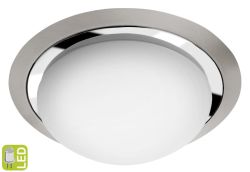 METUJE lampa sufitowa LED 12W, 230V, średnica 28,5cm, chrom/szlifowana stal nier