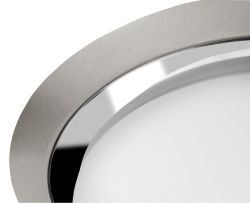 METUJE lampa sufitowa LED 12W, 230V, średnica 28,5cm, chrom/szlifowana stal nier