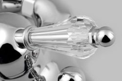 KIRKÉ CRYSTAL bateria wannowa scienna, uchwyt kryształ, chrom