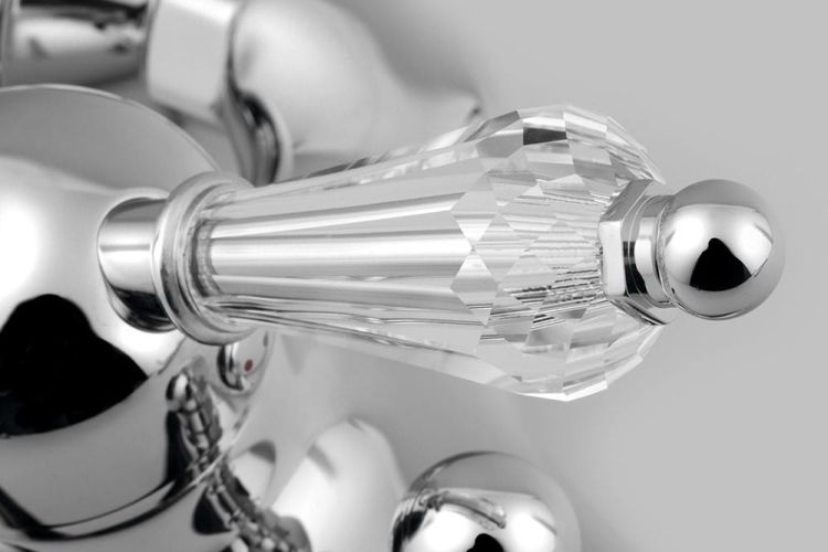 KIRKÉ CRYSTAL bateria wannowa scienna, uchwyt kryształ, chrom