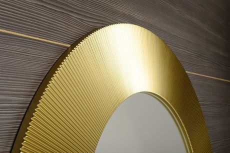 Przejdź do produktu SUNBEAM okrągłe lustro  w drewnianej ramie średnica 90cm, złoto