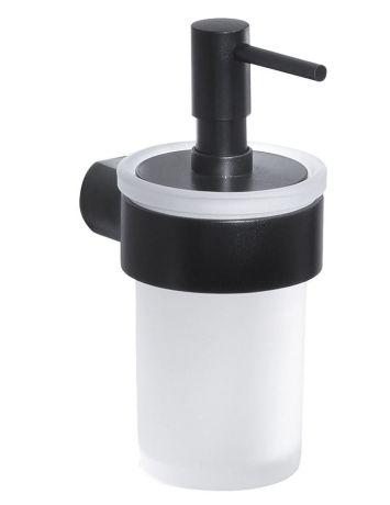 Przejdź do produktu PIRENEI wiszący dozownik mydła 110 ml, szkło mleczne, czarny mat