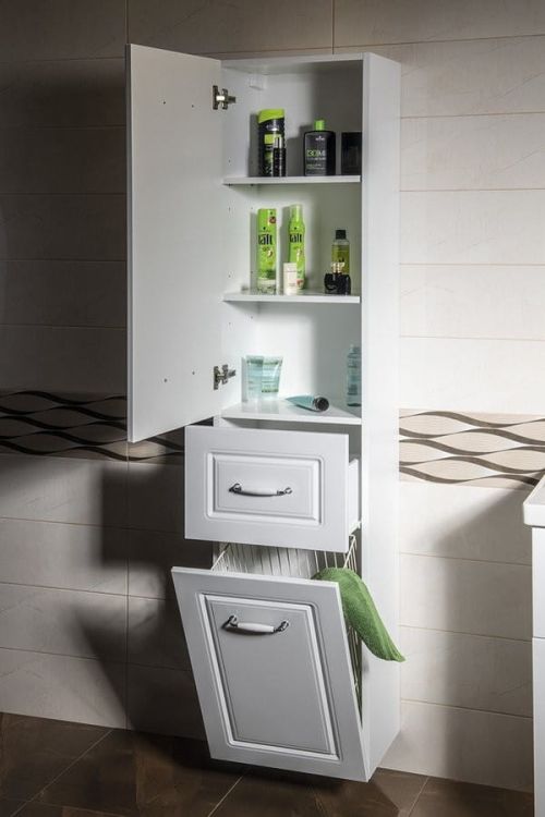 FAVOLO szafka wysoka z koszem 40x184x31 cm, biały matowy