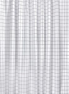 Zasłona prysznicowa 180x180cm, winyl, czarny / biały kwadratowy wzór