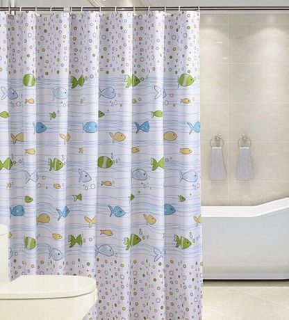 Przejdź do produktu Zasłonka prysznicowa 180x180cm, winyl, ryby