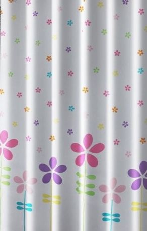 Przejdź do produktu Zasłonka prysznicowa 180x180cm, poliester, kolorowa, kwiecista