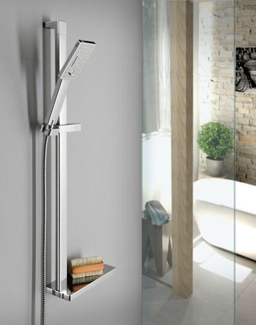 Przejdź do produktu KARA zestaw prysznicow z półką, uchwyt przesuwny 740mm, wąż prysznicowy 1500mm, chrom