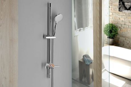 Przejdź do produktu WANDA zestaw prysznicow z mydelniczką, uchwyt przesuwny 790mm, wąż prysznicowy 1500mm, chrom