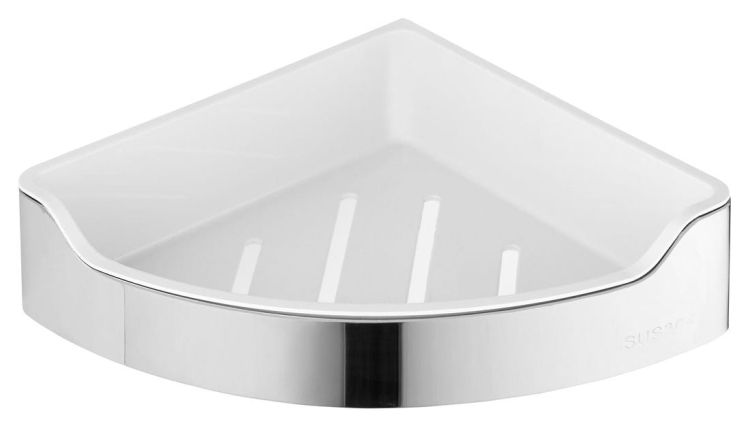SAMBA półka do kabiny prysznicowej, 218x63x218 mm, polerowana stal nierdzewna