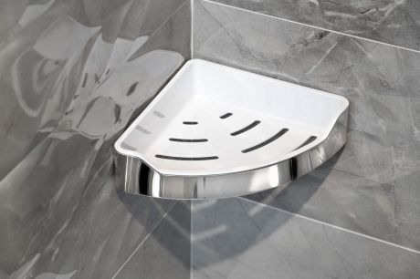 Przejdź do produktu SAMBA półka narożna prysznicowa, 218x63x218mm, stal nierdzewna polerowana