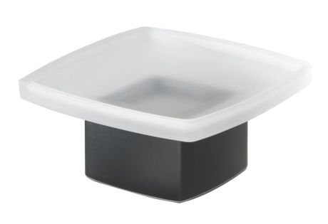 Przejdź do produktu LOUNGE mydelniczka do postawienia, szkło mleczne, czarny mat