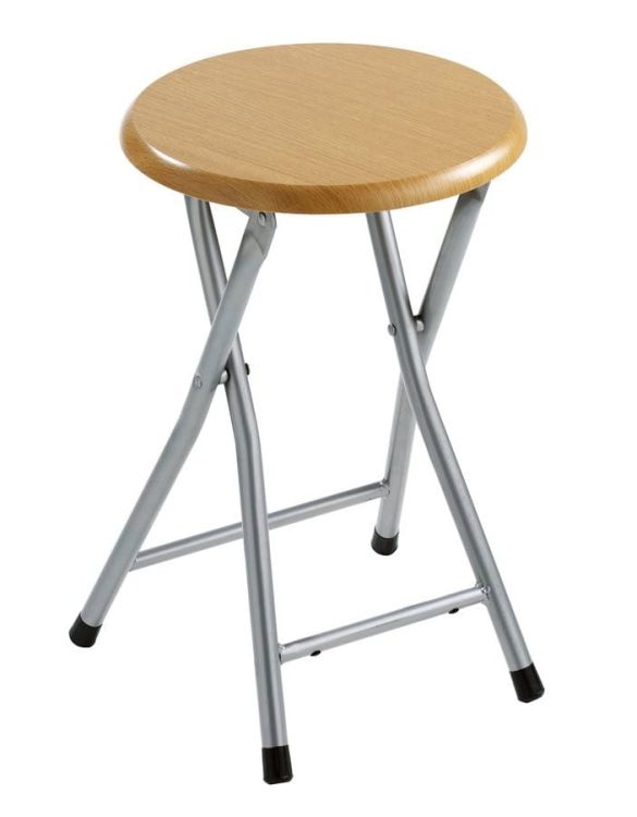 Taboret łazienkowy, średnica 29,8x46 cm, imitacja drewna