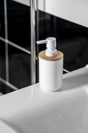 Przejdź do produktu SNOW dozownik mydła do postawienia 350ml, biały/bambus