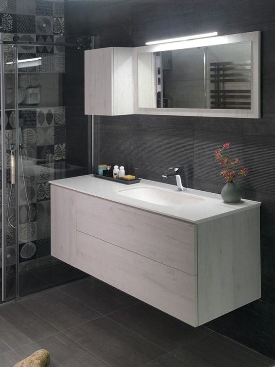 Szafka umywalkowa TREOS 145, dąb Polar