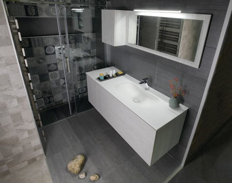 Szafka umywalkowa TREOS 145, dąb Polar