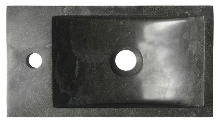 BLOK umywalka kamienna 40x10x22 cm, otwór po lewej stronie, czarny Anthrazit