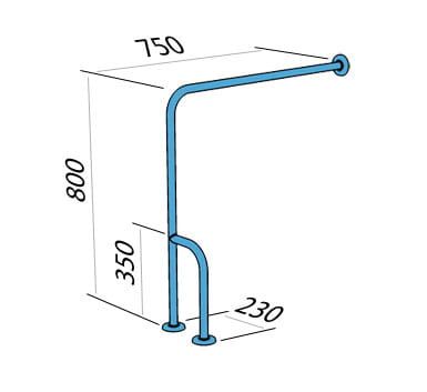 Przejdź do produktu Uchwyt łazienkowy dla osób niepełnosprawnych typu H, lewy, mocowany do podłogi i ściany 75x80 cm stal nierdzewna połysk Makoinstal PSP 177L