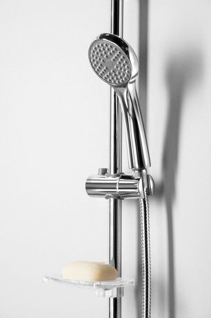 Przejdź do produktu Zestaw prysznicowy z mydelniczką, uchwyt przesuwny 645mm, wąż 1500mm, chrom