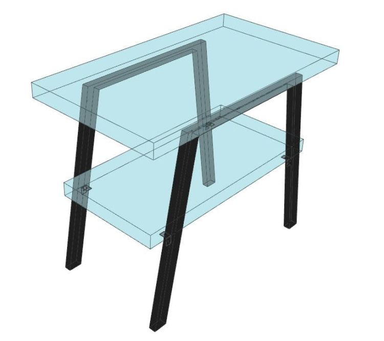 TWIGA wspornik stalowy 100x67cm, czarny mat