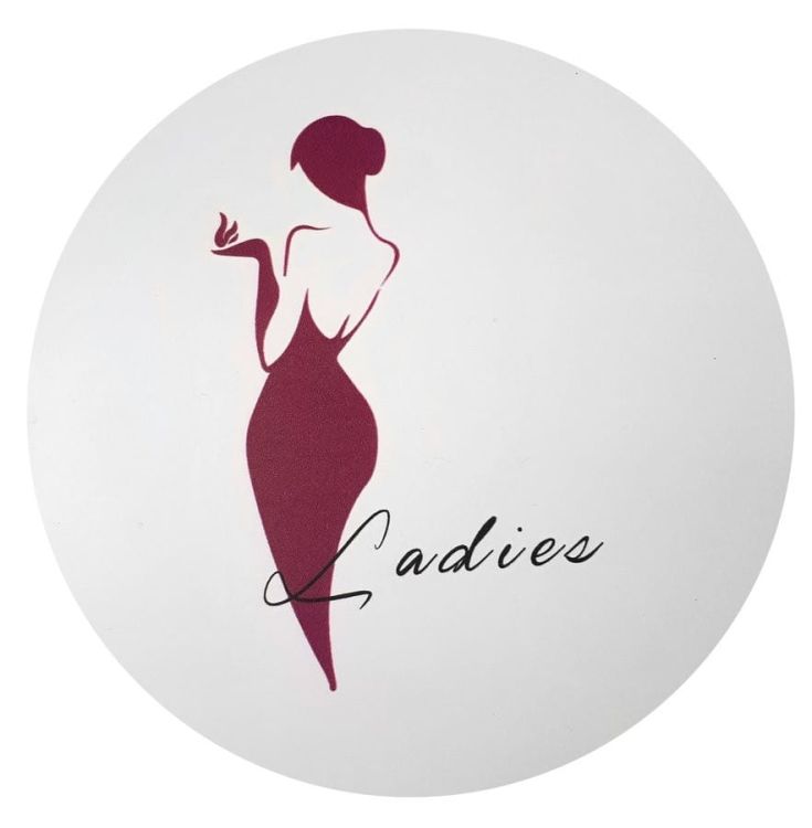 WC tabliczka - damski, średnica 170mm, ABS