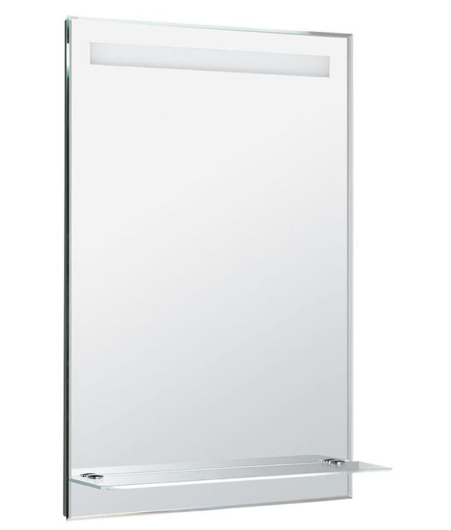 lustro z podświetleniem LED 60x80cm, szklana półka, przełącznik przyciskowy