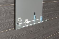 lustro z podświetleniem LED 60x80cm, szklana półka, przełącznik przyciskowy